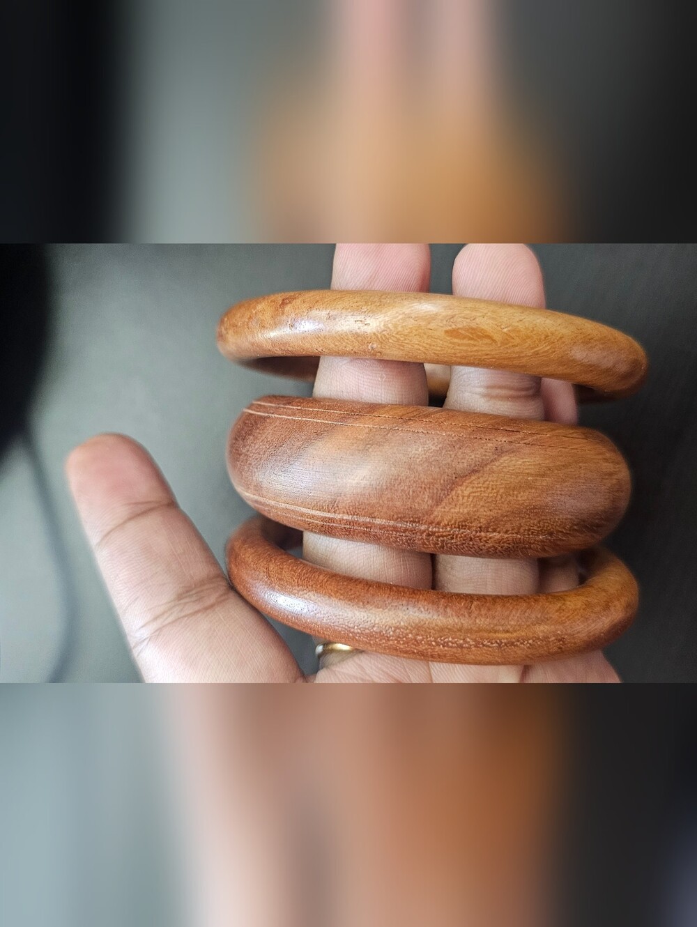 NWOT Handcrafted Wooden Bracelet Set Of 3 Brown